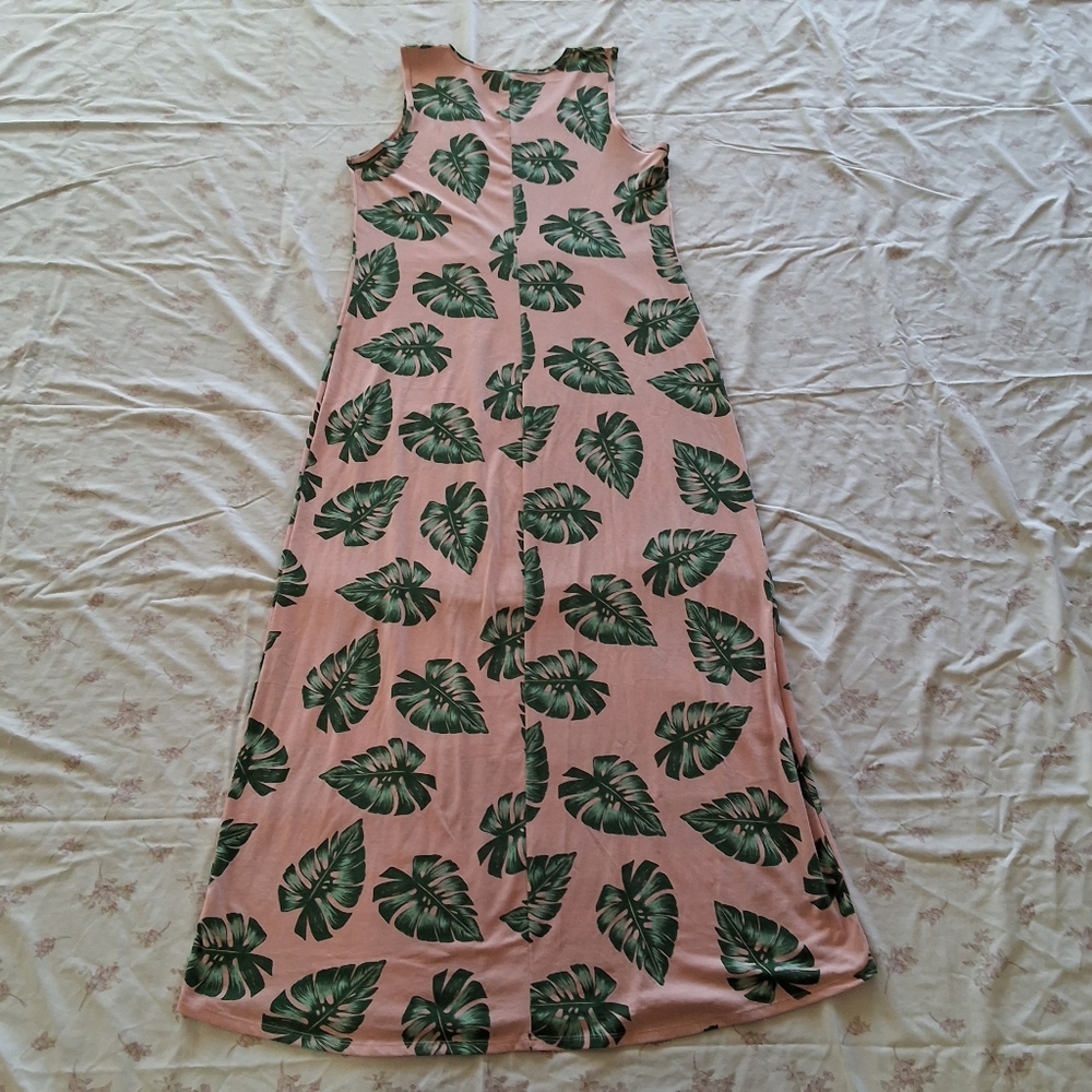 LuLaRoe Long Dress Multicolor Palm Leaves Sleeveles Size XL - Picture 3 of 8